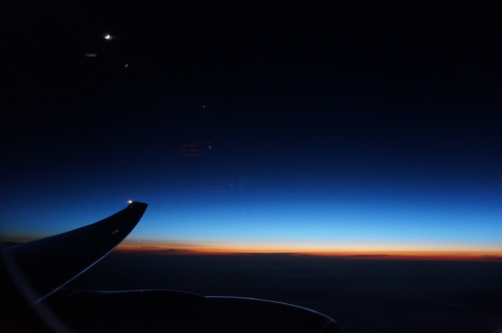 Dawn over the North Atlantic.
