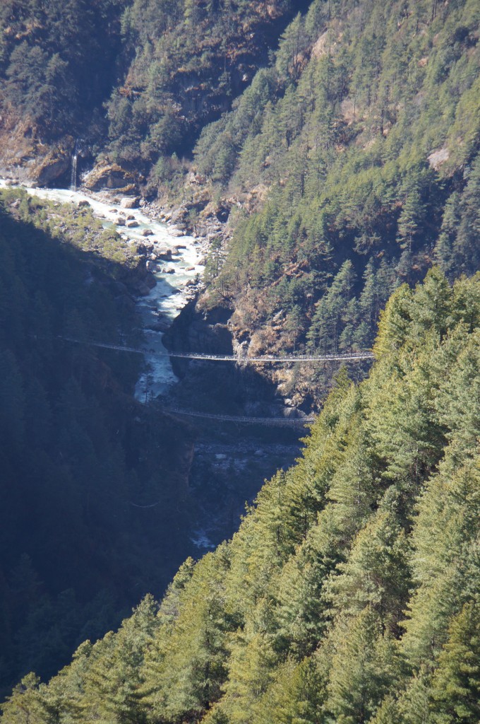 The twin bridges we crossed several days earlier, on the way up to Namche.