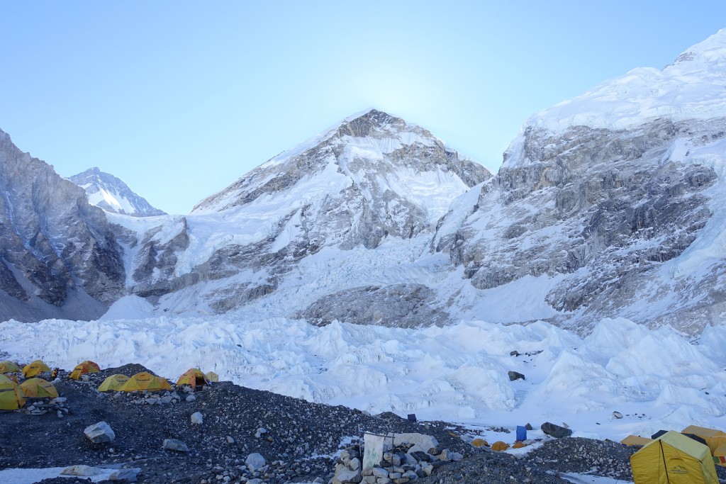 Everest, the icefall, and Nuptse are at our front door.  (Photo: Blake Penson)