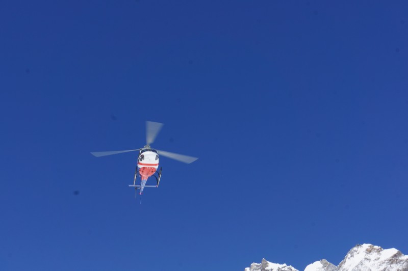 Choppers are busy overhead today, as they are on all clear days at EBC.