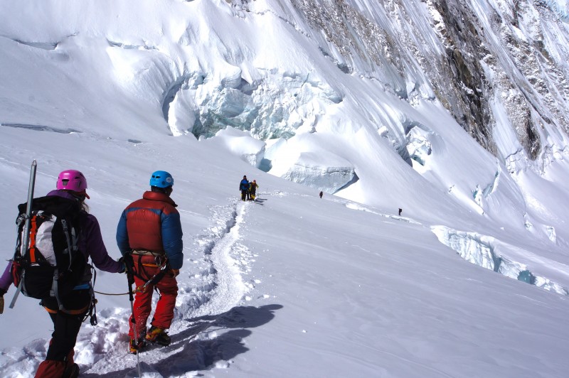 Winding our way around the crevasses.