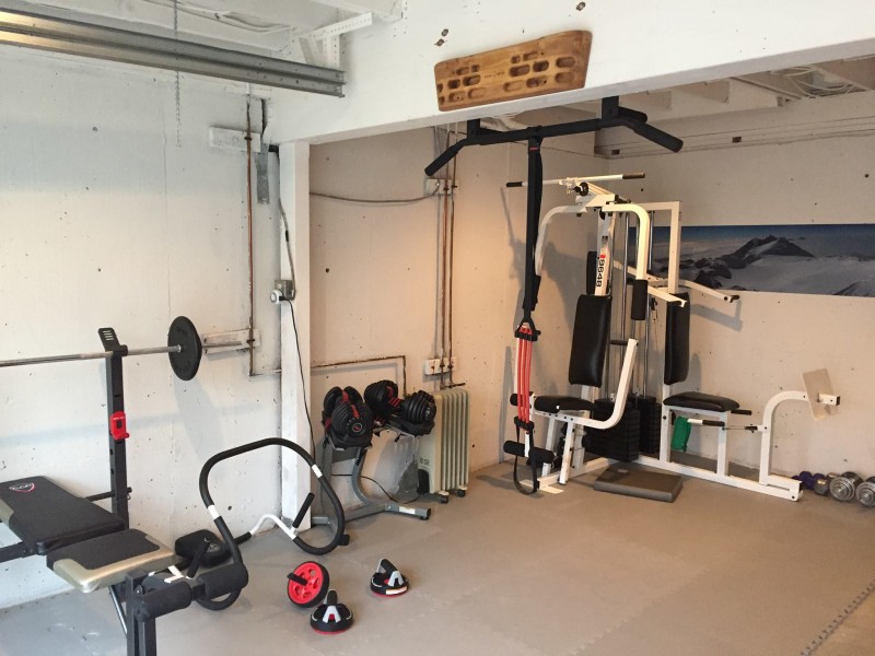 Garage reborn as a gym.