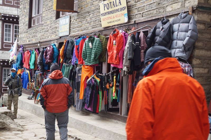 Gear for sale on the streets of Namche.