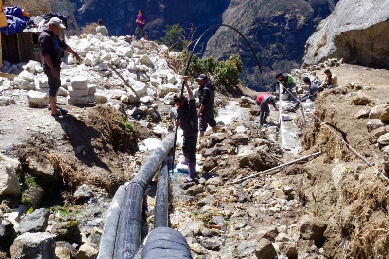Robust infrastructure work all over Namche, a very good sign. (Photo: Kim Hess)