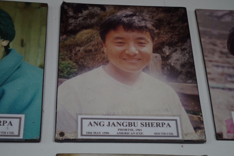 Ang Jangbu Sherpa, our co-leader of the expedition, in his rightful place on the wall of fame.