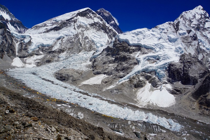A bigger view of the Everest massif. Can you see EBC on the near side of the Khumbu Glacier?