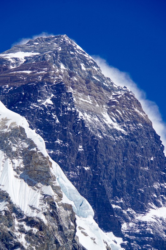 This shot of Everest shows a bit more of the steep slope on the right we will climb on summit day.