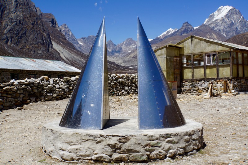 The Everest Memorial, Lobuche in the background. 