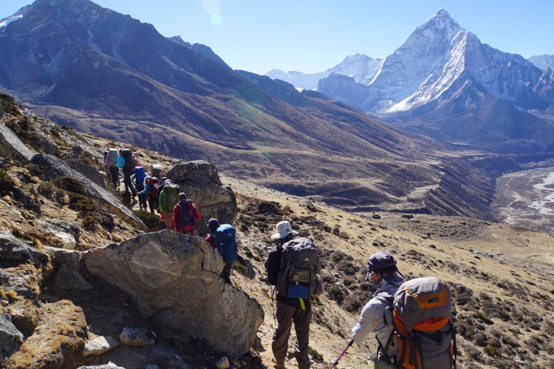 Rounding the corner from LBC, Ama Dablam comes into view.