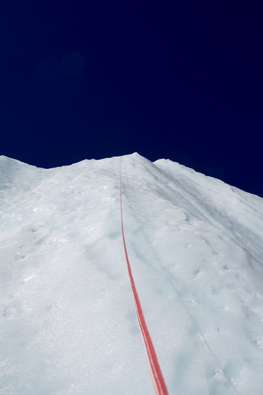 Our rappel route on the training circuit. About the same height as the 5-ladder section on the icefall last year.