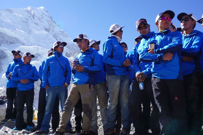The Sherpa working for IMG are all here... this ceremony is very important for them, as it is for all of us.