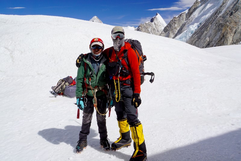 Me and Lakhpa Nuru, the amazing climbing Sherpa whom I worked with today.