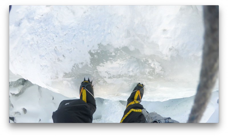 Friction-rapping some near-vertical ice. Nice. (GoPro Screenshot)
