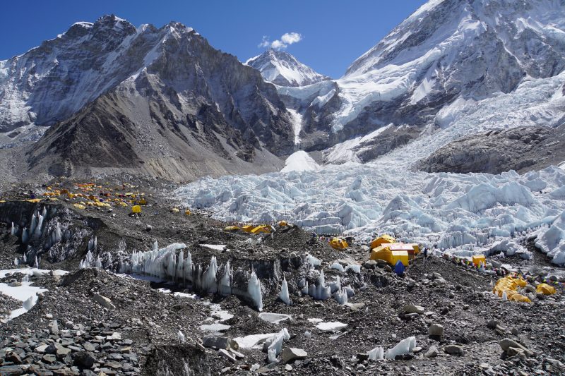 Looking a bit to the right, including the Khumbu glacier and icefall.