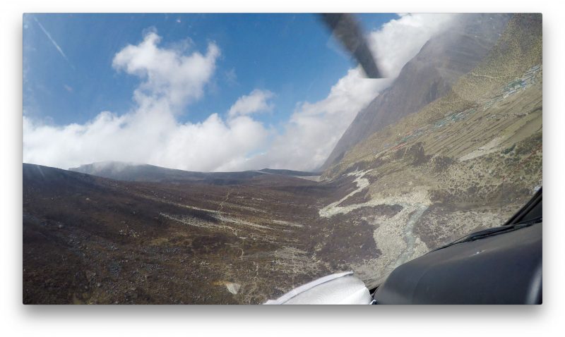Nice approach to the stone helipad in Dingboche. (GoPro Screenshot)