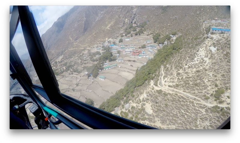 The lovely, green town of Pangboche, home of Lama Geshi. (GoPro Screenshot)