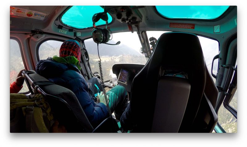 Tengboche comes into view on the left side of the chopper. (GoPro Screenshot)