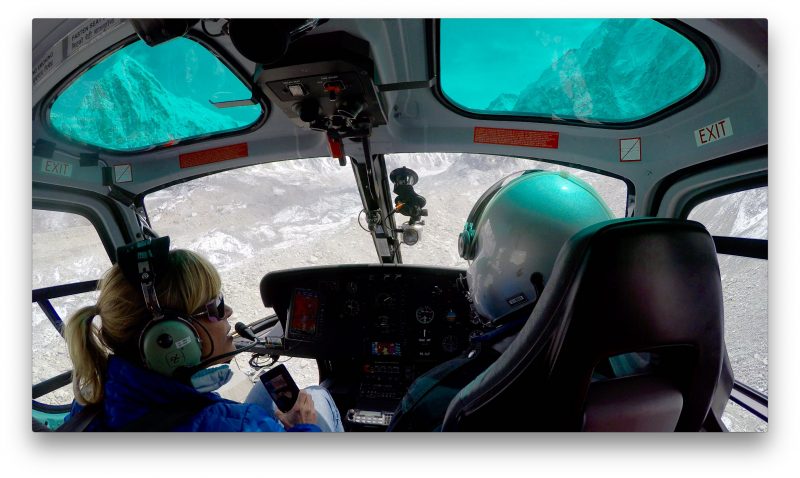 Approaching the Khumbu Glacier proper. Pumori in the left skylight. (GoPro Screenshot)