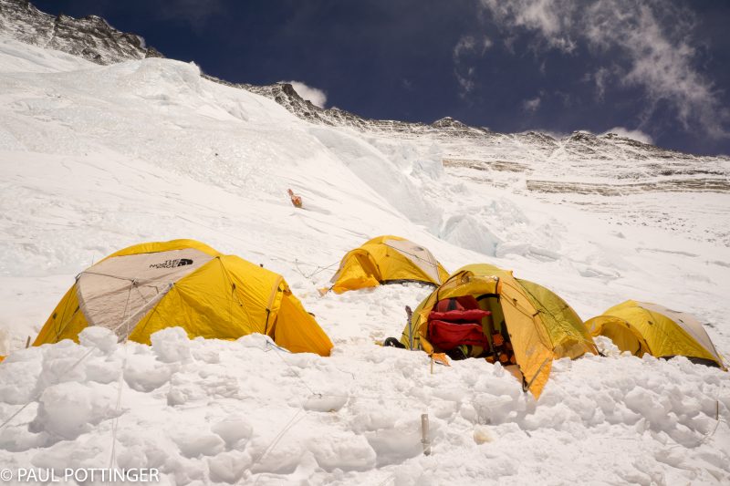 Tents of the upper and uppermost tiers at Camp 3.